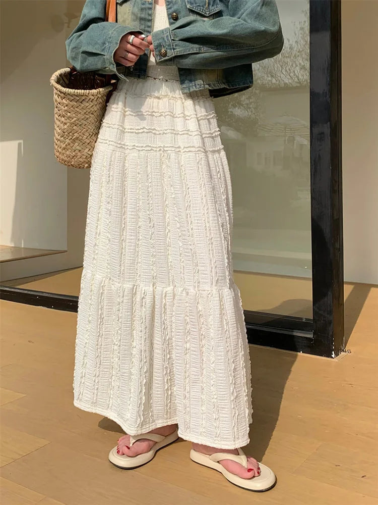 Dressbetty - Ruffle Hem Maxi A-line Skirt