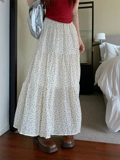 Dressbetty - Polka Dot Sweet Cake A-line Maxi Skirt