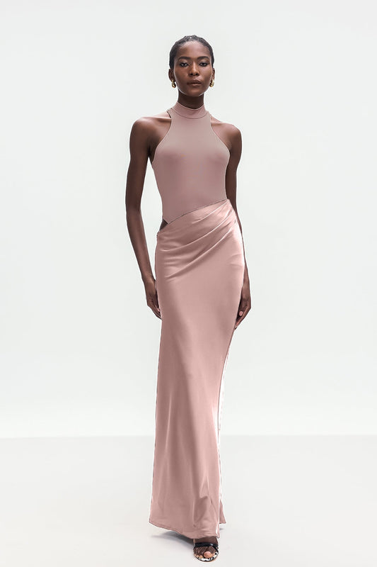 Beres Tank Top Satin Maxi Dress in Pink