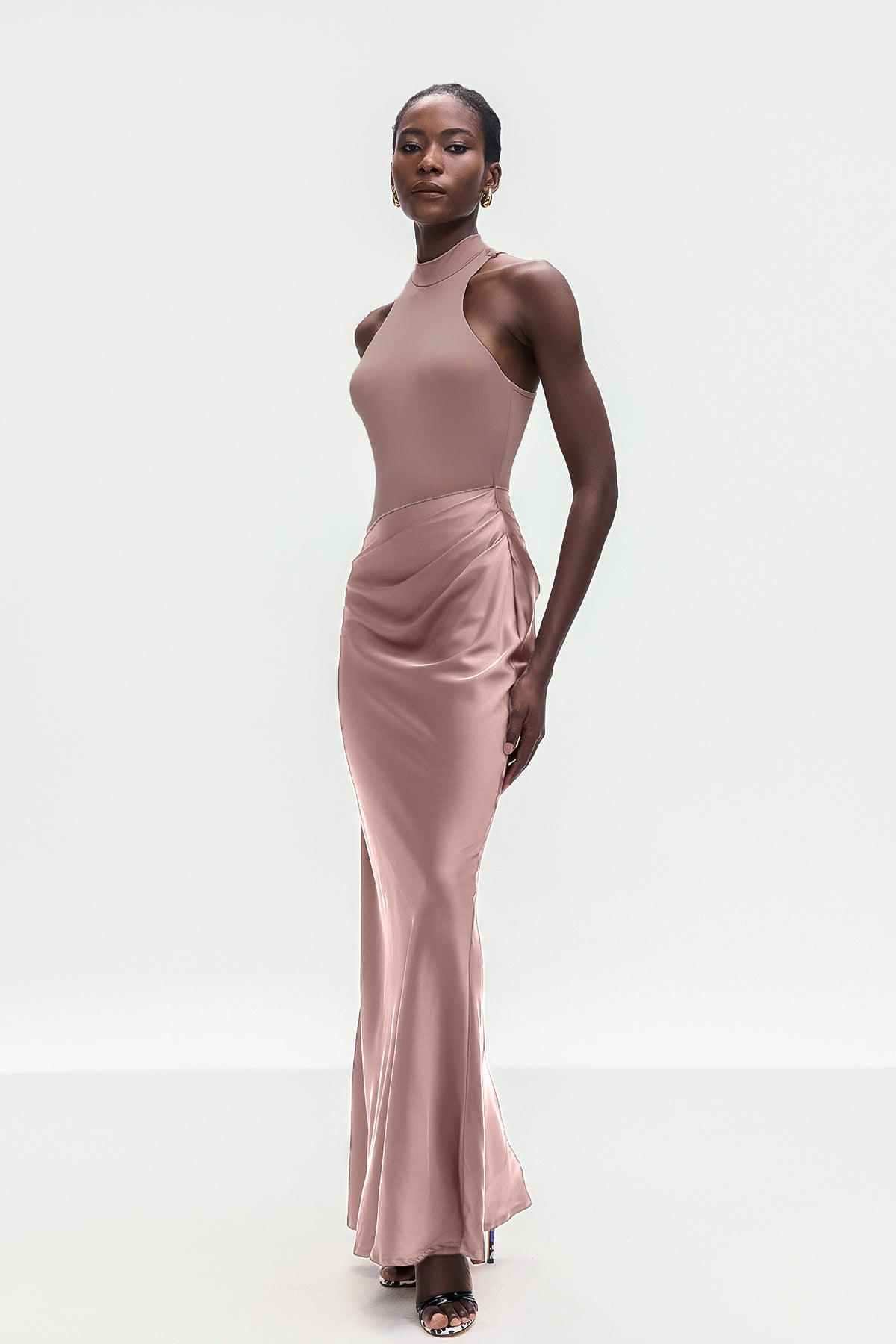 Beres Tank Top Satin Maxi Dress in Pink
