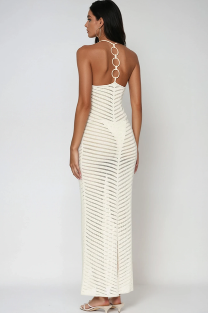 Berne Cutout Backless Sleeveless Maxi Dress in White
