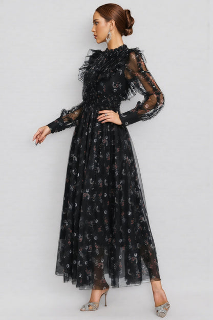Cadence Black Long Sleeve Maxi Dress
