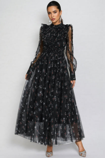 Cadence Black Long Sleeve Maxi Dress