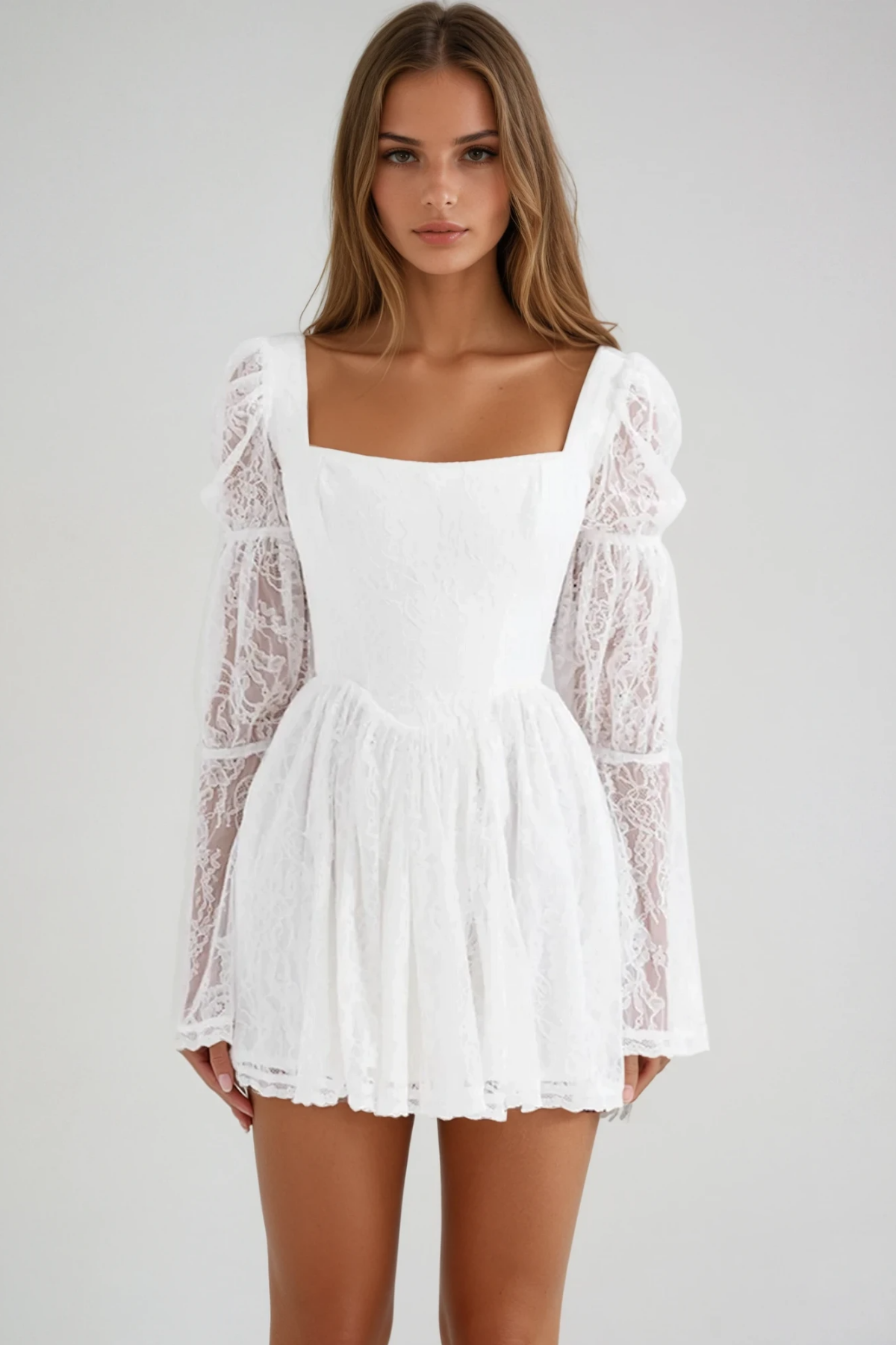 Bethania Lace Ruch Mini Dress
