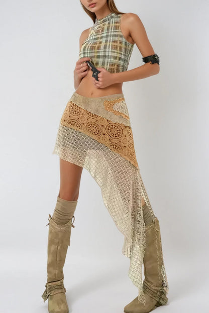 Bethwyn Asymmetric Deconstruct Knit Mini Skirt