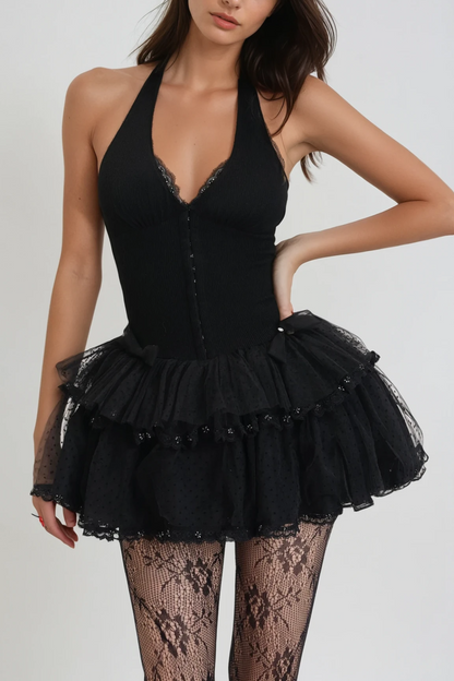 Bianka Mesh Halter Neck Corset Mini Dress