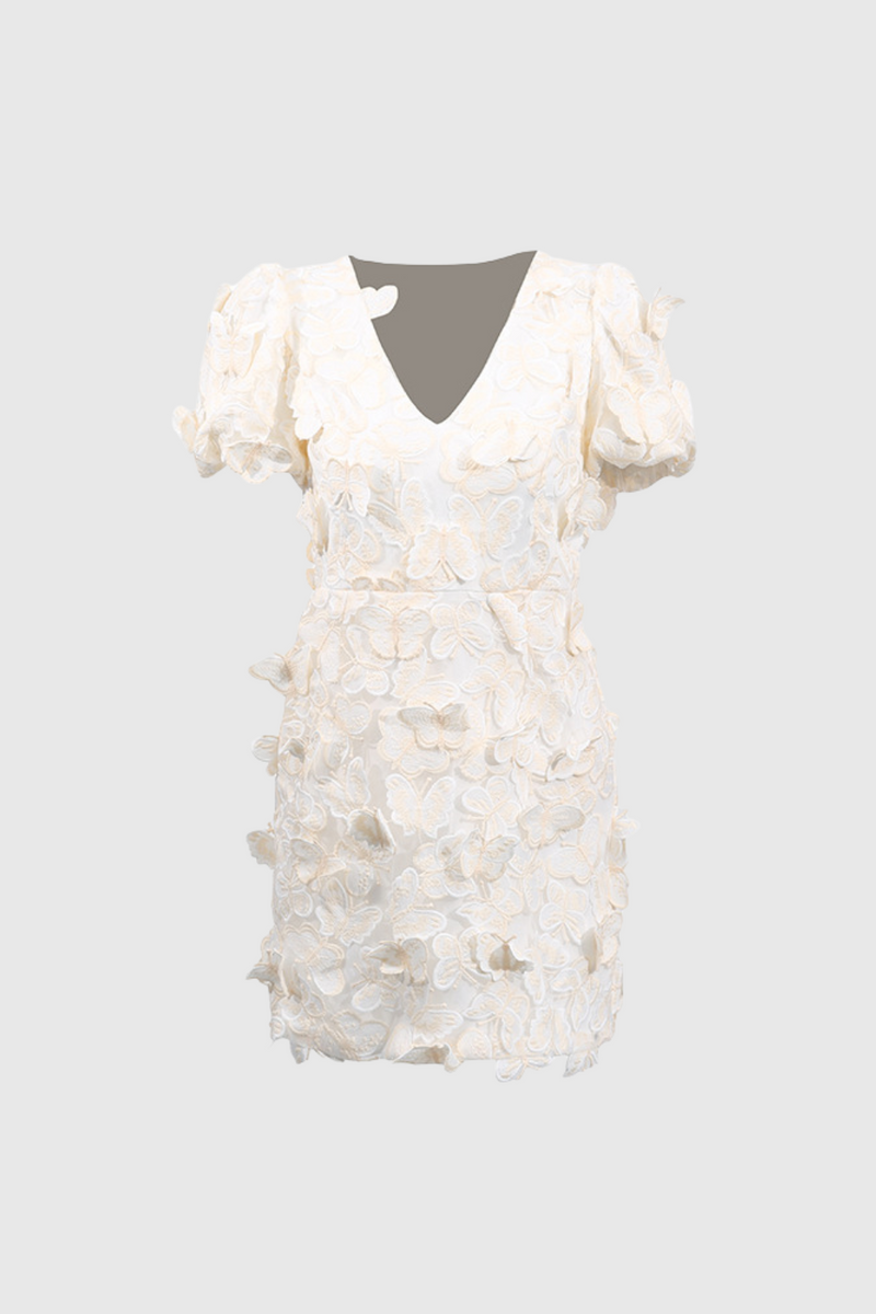 Bidane Balloon Sleeve Butterfly Mini Dress