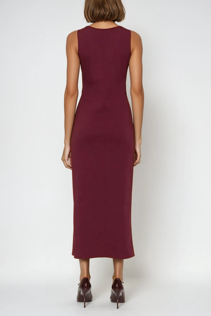 Bjartur Flower Sleeveless Knit Maxi Dress in Red