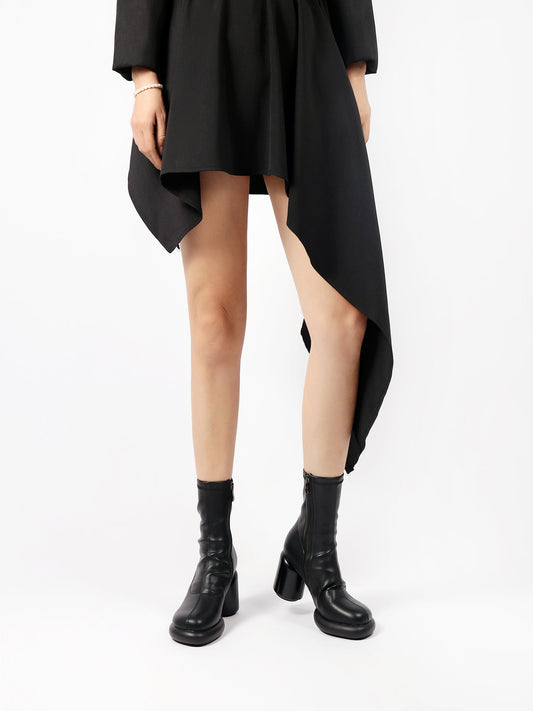 Jady Rose | Black Leather Block Heel Sock Boot