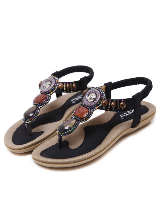 Siketu | Black Marble Beaded Sandal