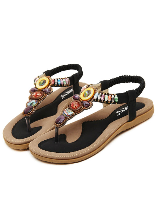 Siketu | Black Beaded Sandal