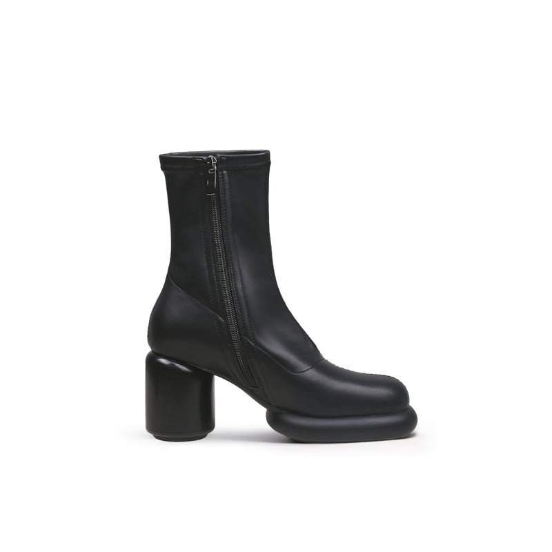 Jady Rose | Black Leather Block Heel Sock Boot