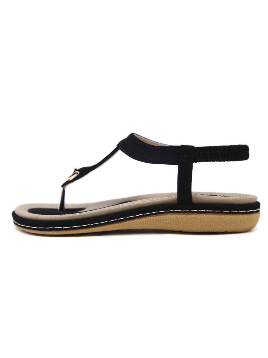Siketu | Signature T-strap Black Slingback Sandal