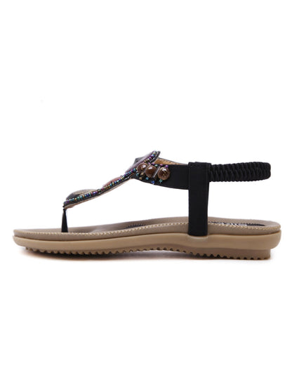 Siketu | Black Marble Beaded Sandal