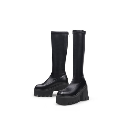 Jadyrose | Black Chunky Heel Knee High Boot