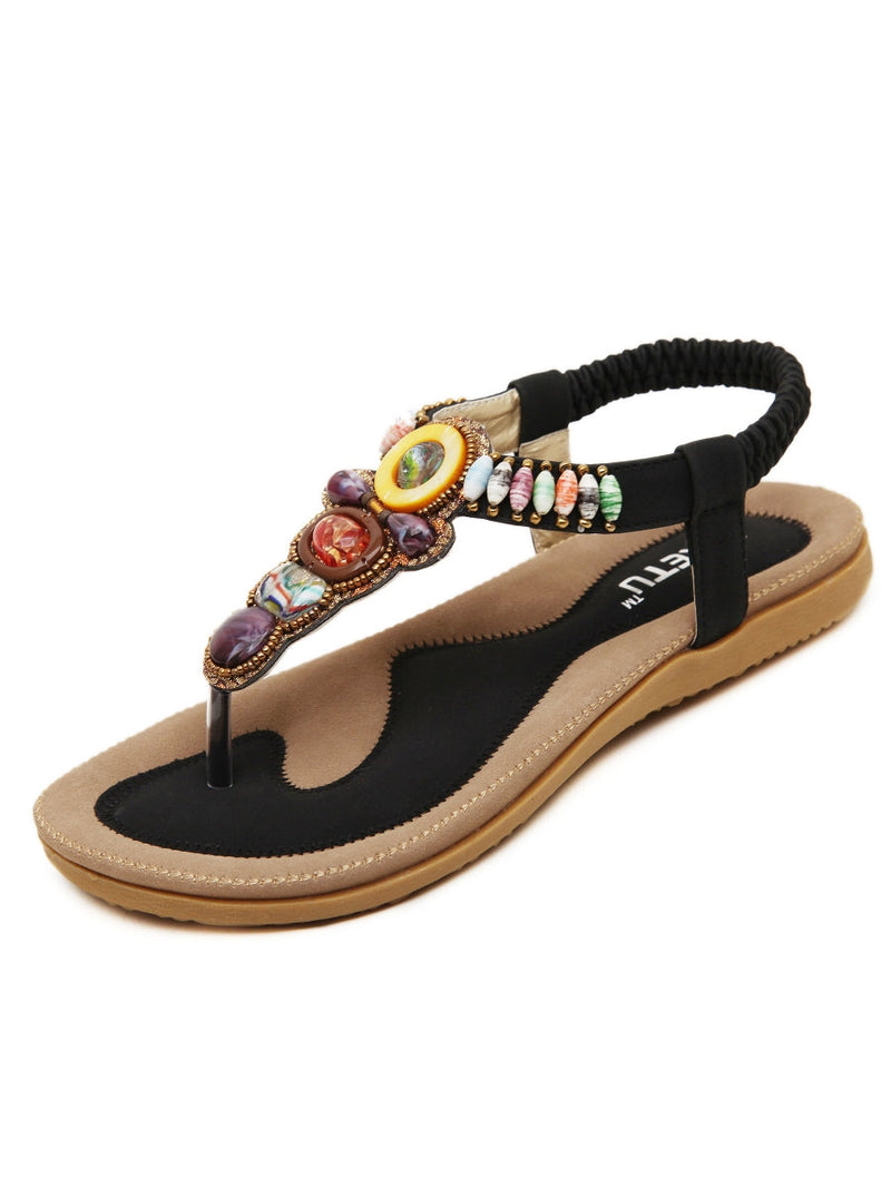 Siketu | Black Beaded Sandal