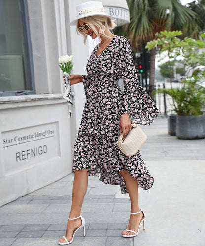 Anthem Flared Sleeve Midi Dress - Black