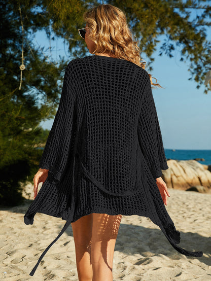 Delta Crochet Knit Cardigan - Black