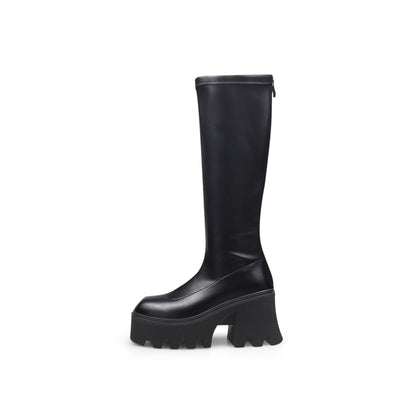 Jadyrose | Black Chunky Heel Knee High Boot