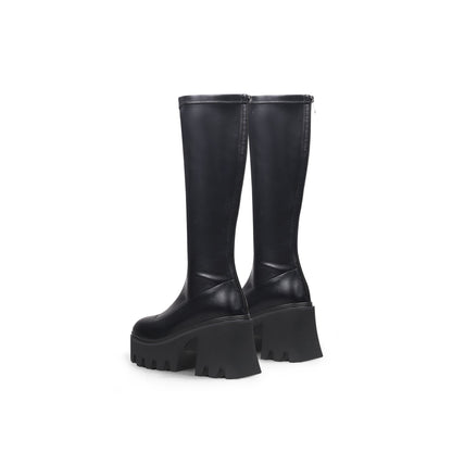 Jadyrose | Black Chunky Heel Knee High Boot