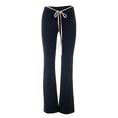 Black Flare Low Waist Slim Fit Hot Sweat Winter Pants
