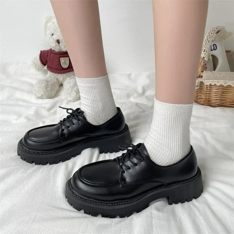 Patent Leather Slip on Platform British Tassel Work Spring Flats Loafers