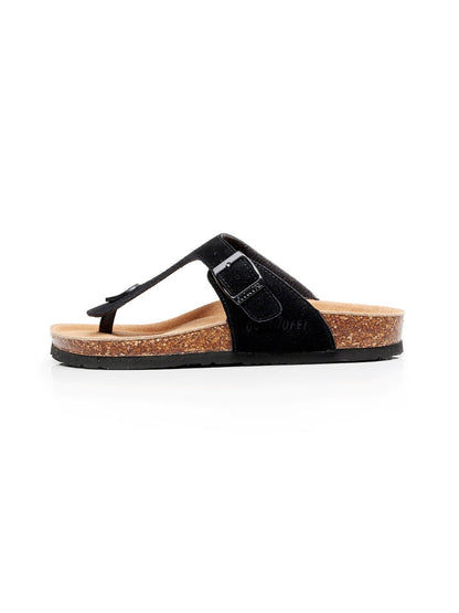 Maibulun | Black Suede T-strap Leather Sandal