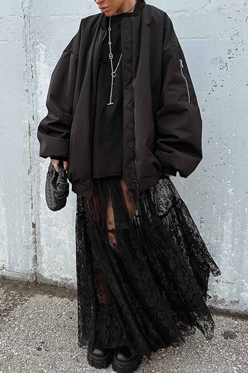Black Sheer Lace Skirt