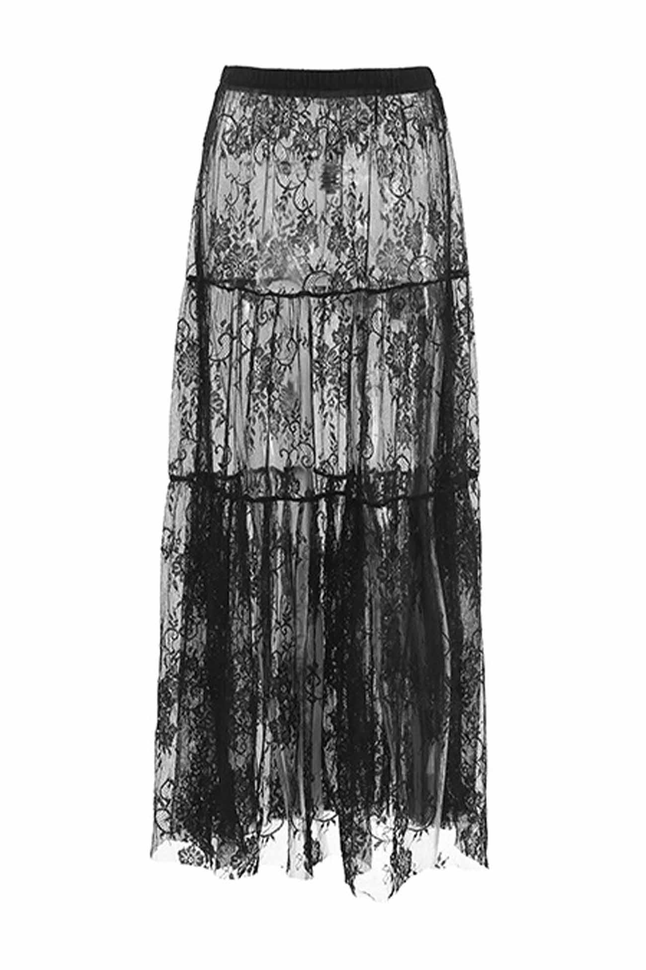 Black Sheer Lace Skirt