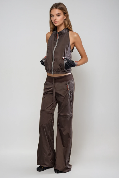 Blaga Deconstruct Cutout Pants Set in Brown