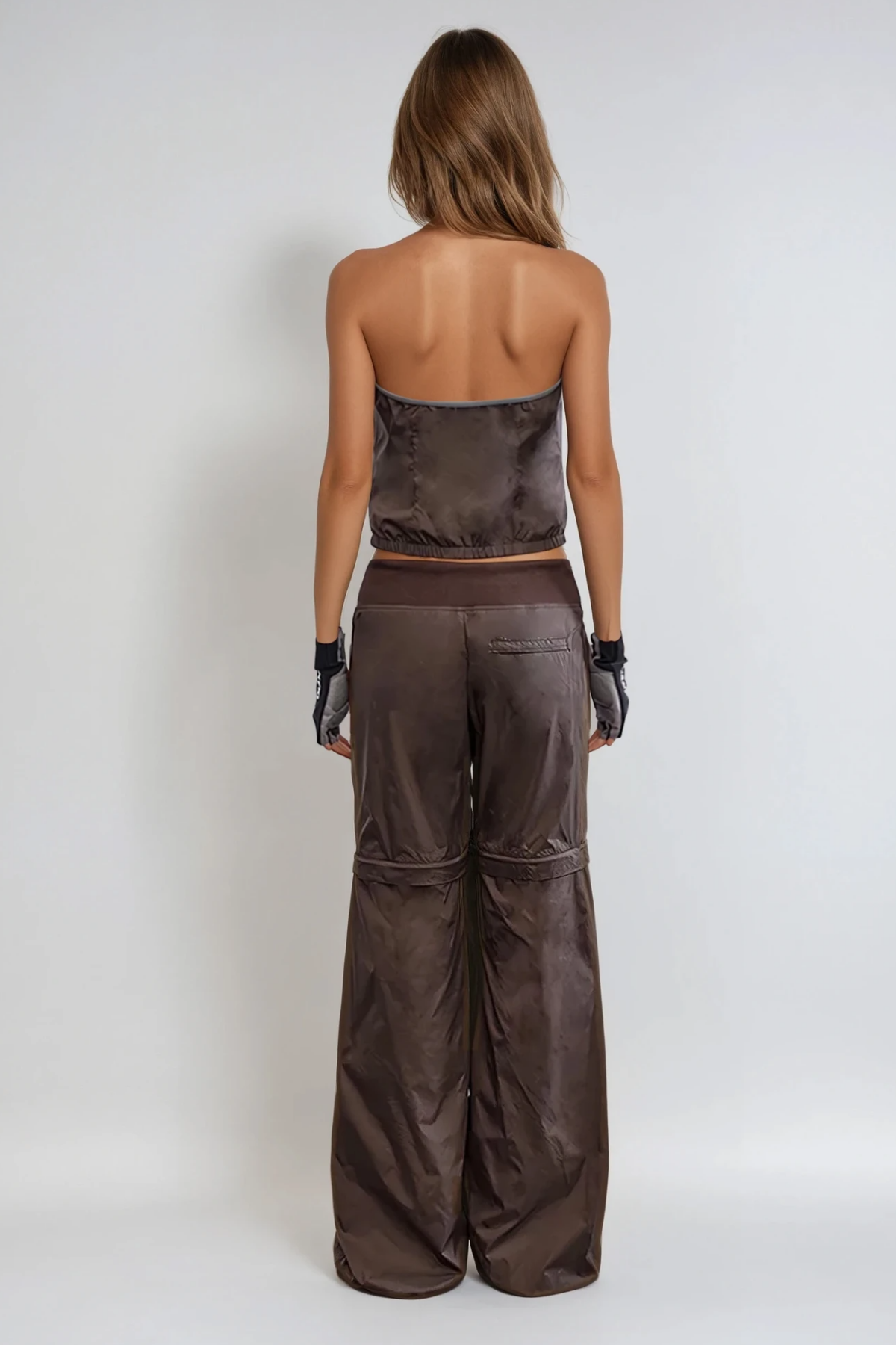 Blaga Deconstruct Cutout Pants Set in Brown