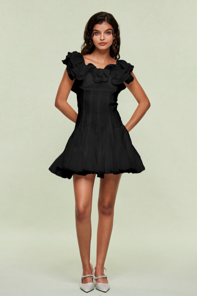 Blago Ruffle Corset Mini Dress in Black