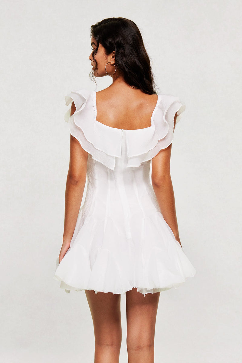 Blago Ruffle Corset Mini Dress in White