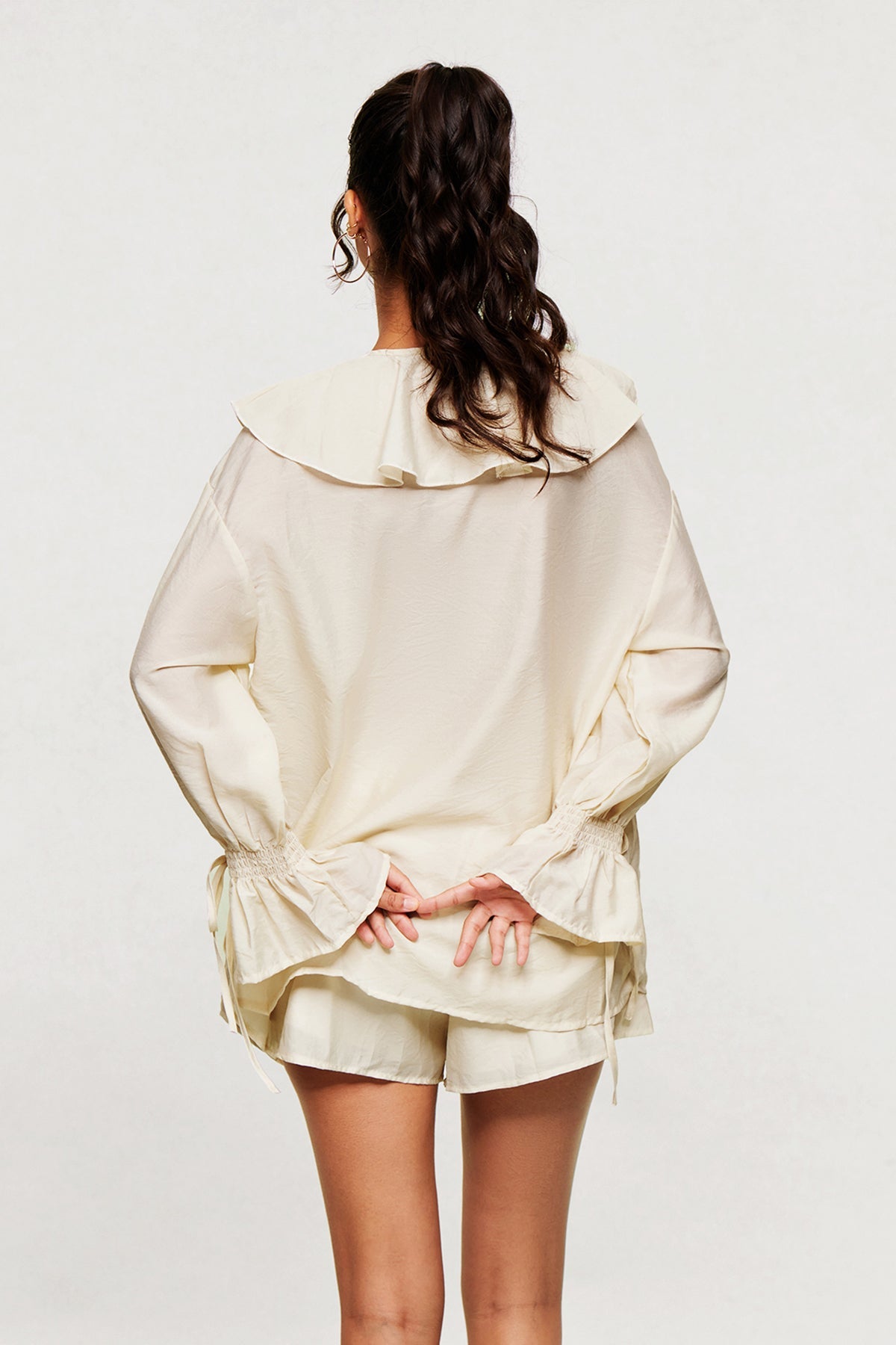 Blagoje Drawstring Ruffle Pants Set