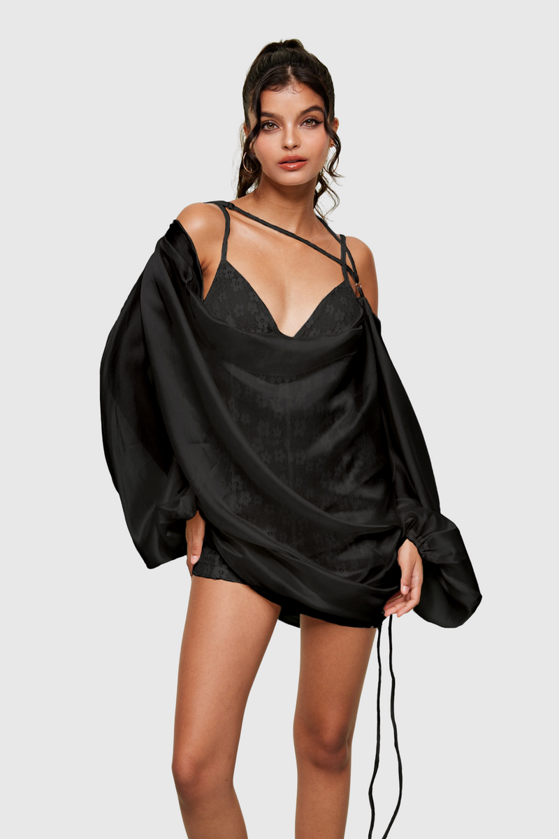 Blagorodna Cowl Neck Backless Pants Set in Black
