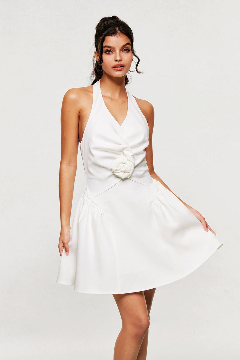 Blaguna Flower Halter Neck Mini Dress