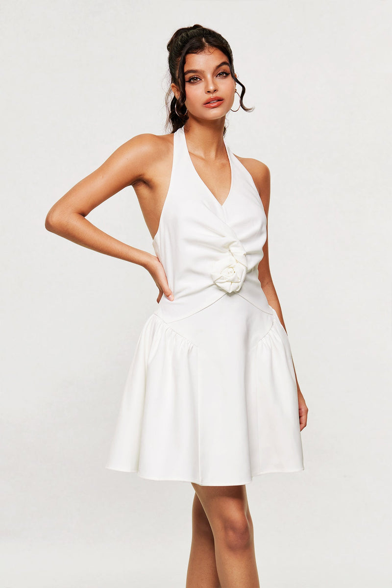 Blaguna Flower Halter Neck Mini Dress
