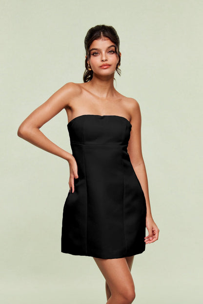 Blanche Strapless Mini Dress in Black