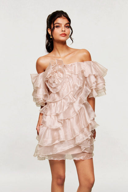 Blandine Ruffle Ruch Mini Dress