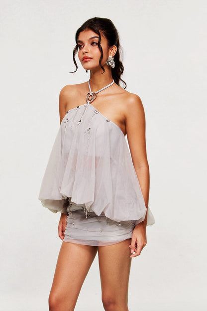 Blazhe Chain Mesh Mini Dress