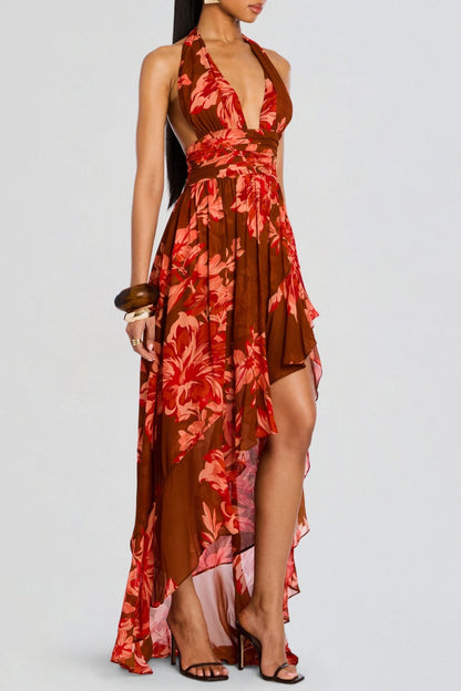 Blissa Halter Print Maxi Dress