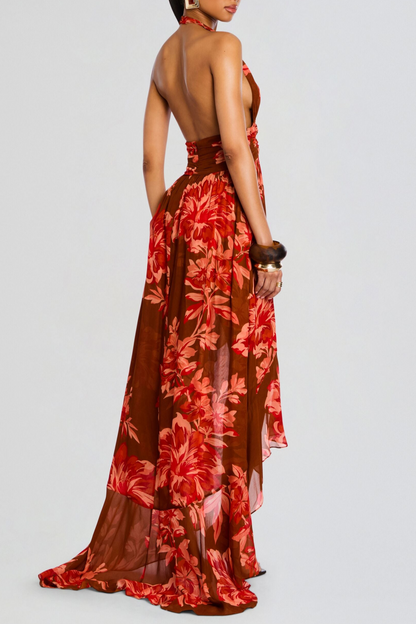 Blissa Halter Print Maxi Dress