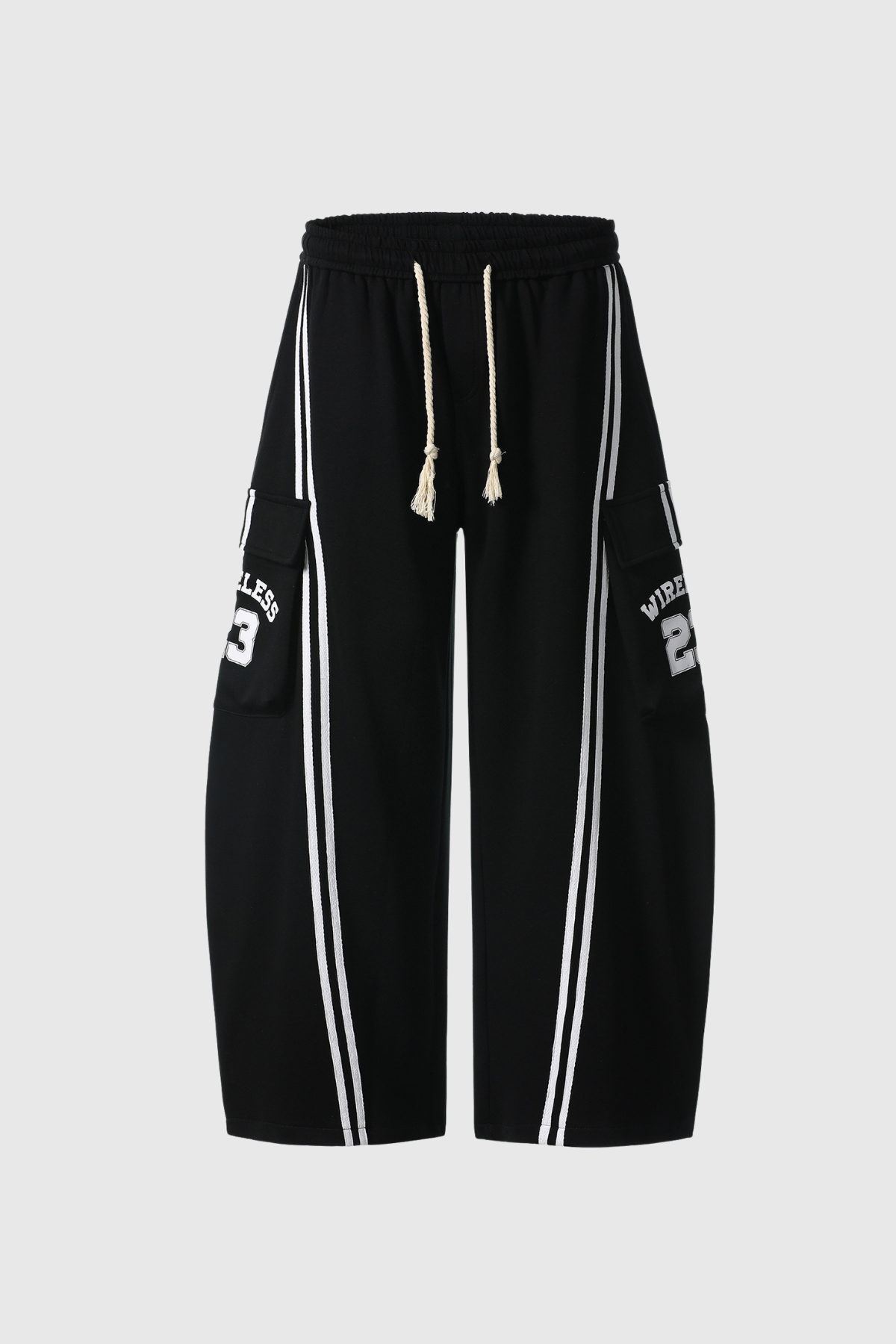 Blodwen Stripe Wide Leg Pants in Black