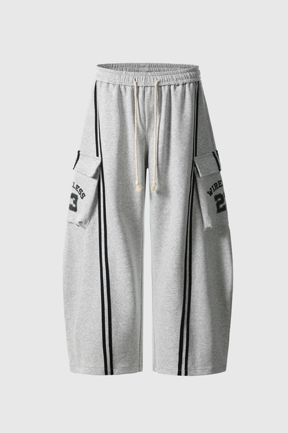 Blodwen Stripe Wide Leg Pants in Grey