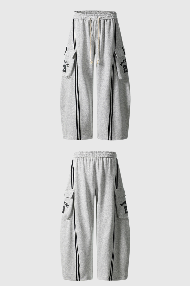 Blodwen Stripe Wide Leg Pants in Grey