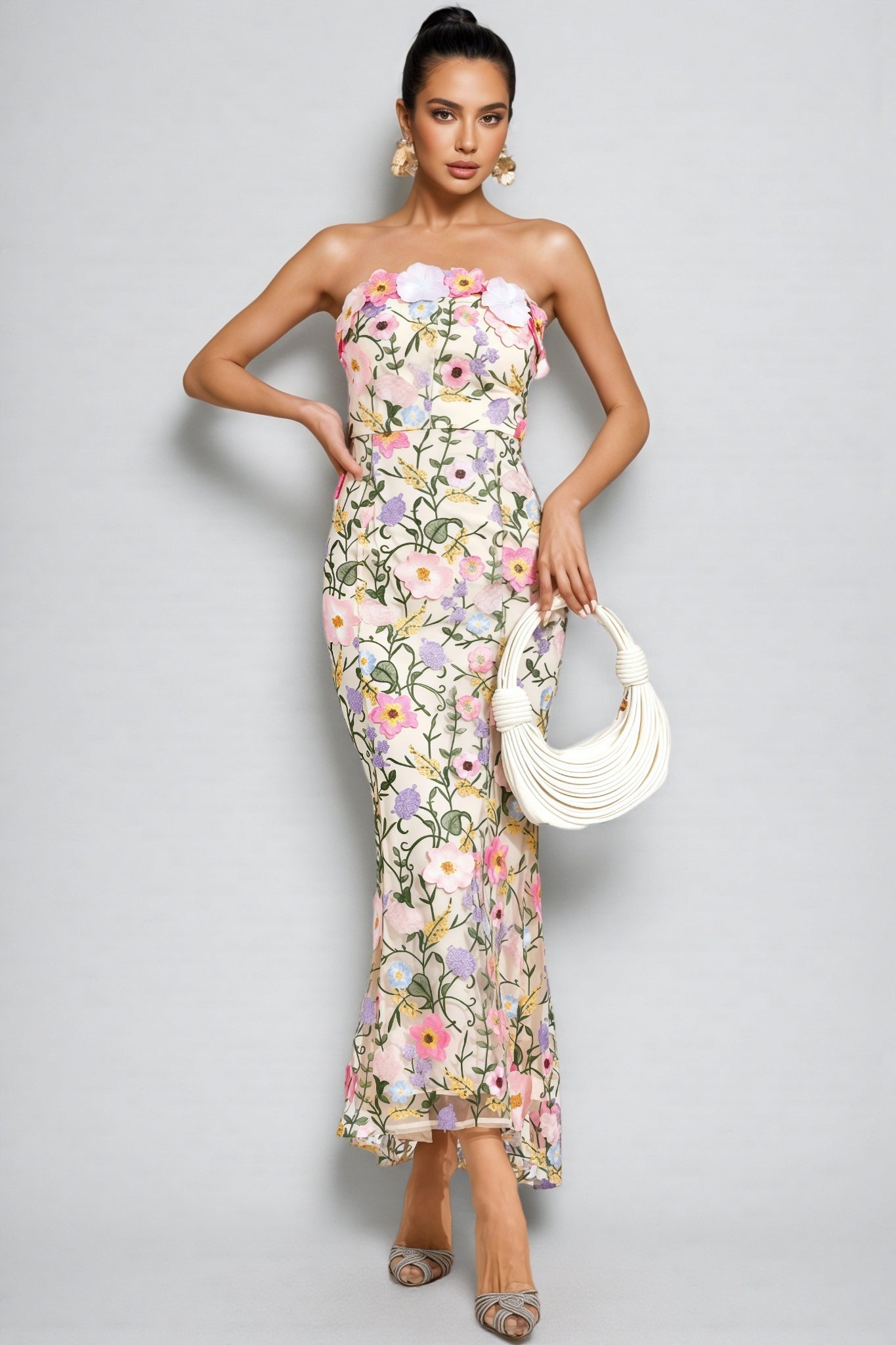Madisyn Apricot Embroider Maxi Dress