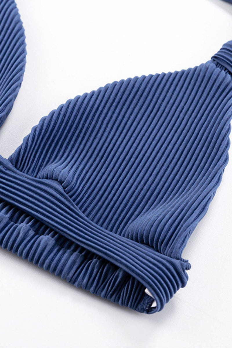 Blue Hoodie Halter Vest Three-piece Pants Set