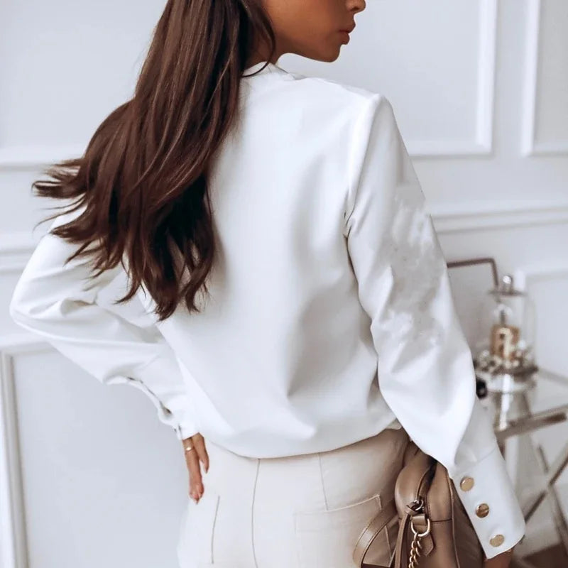 Long Sleeve White Cotton Blouse