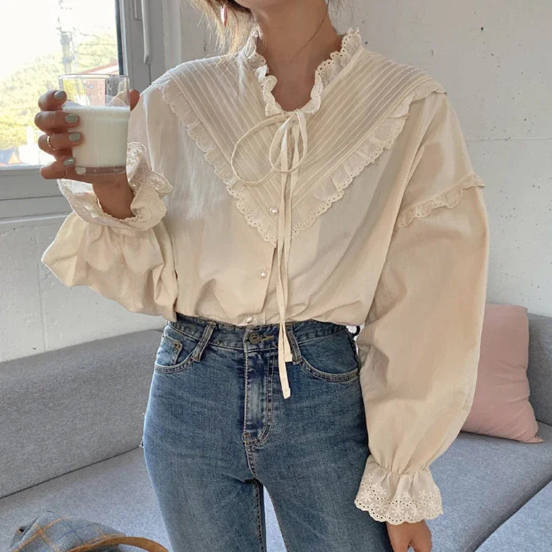 Spring Loose Lantern Sleeve Blouse
