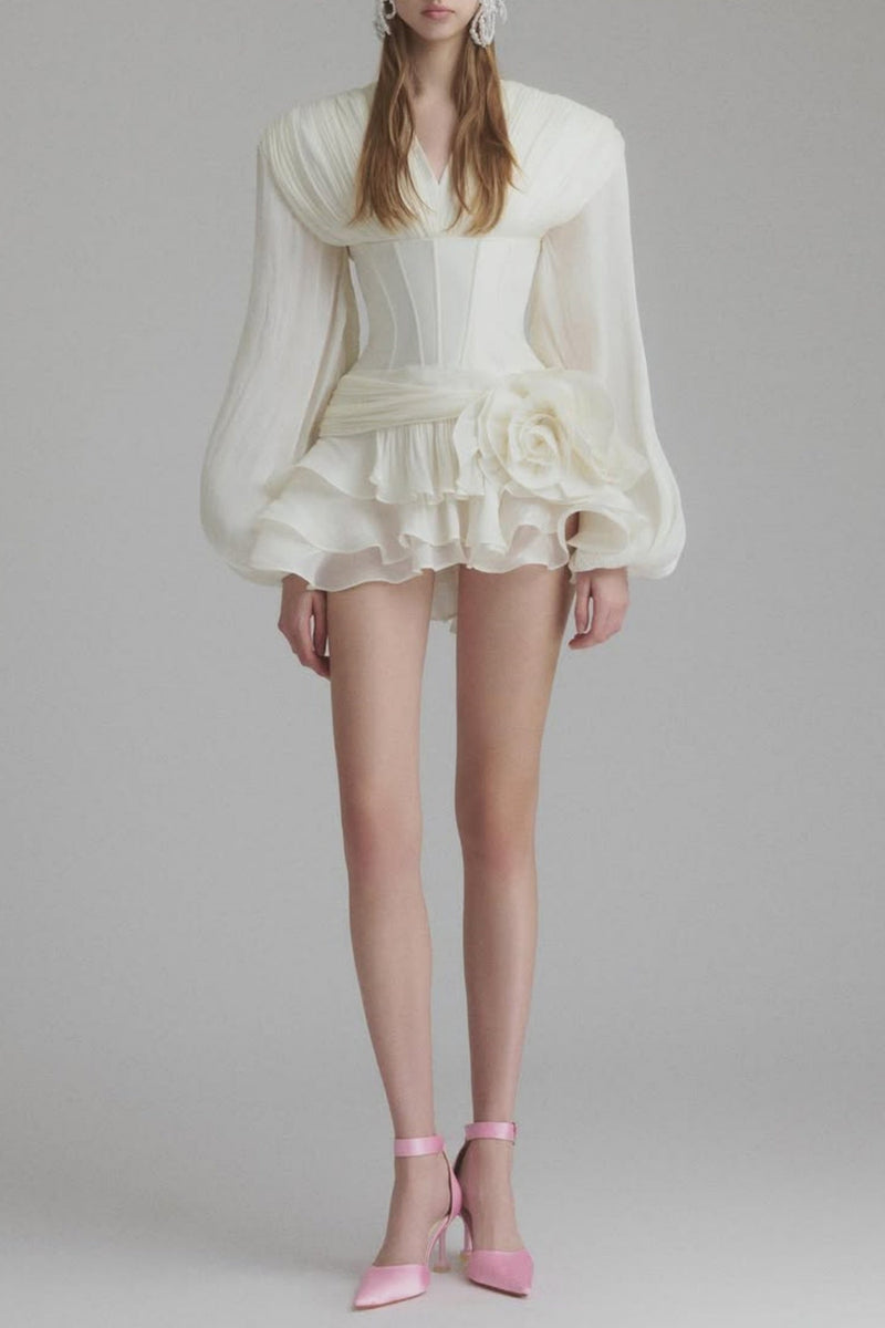 Blysse Applique Pleat Corset Mini Dress